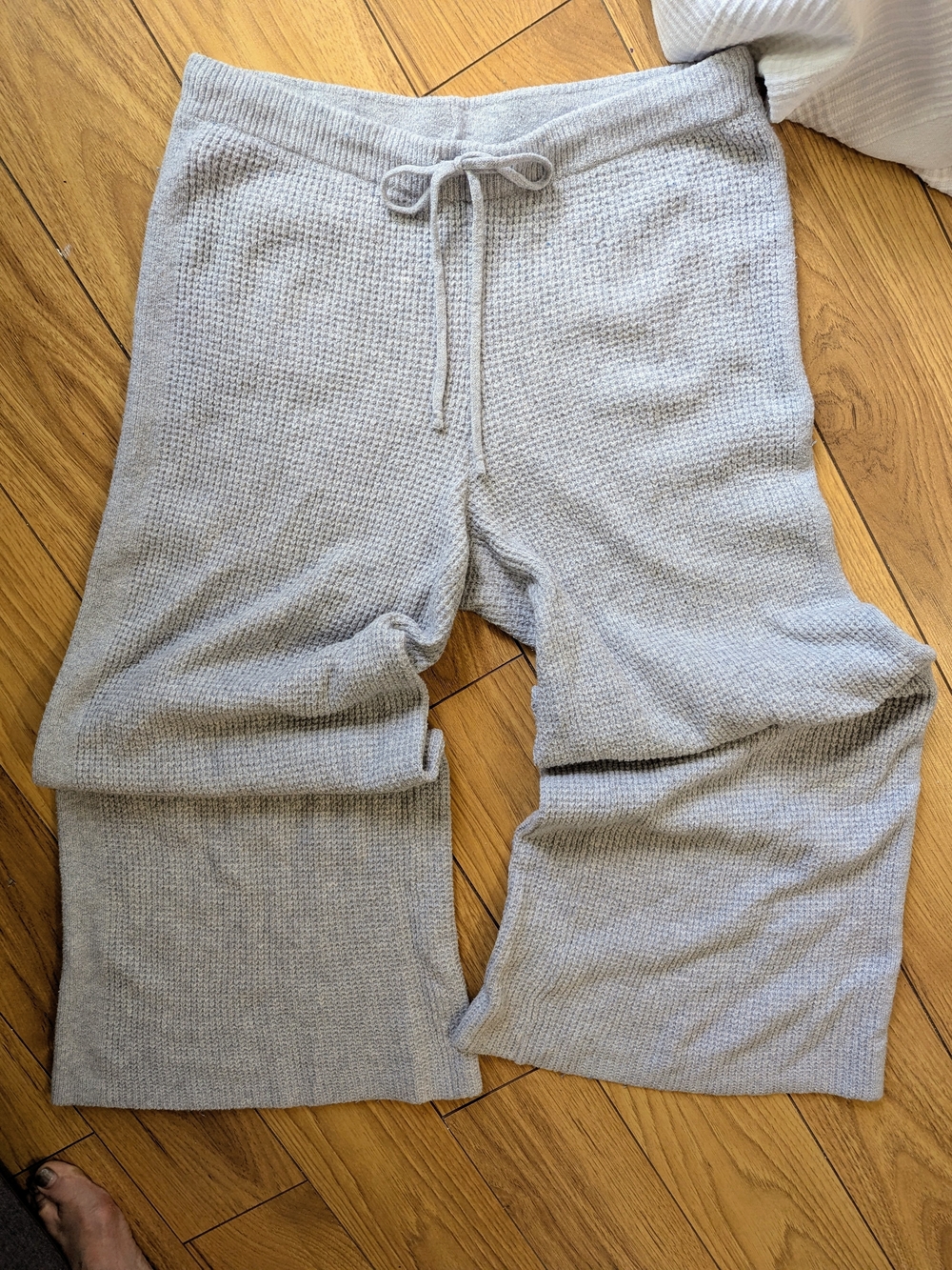 Aerie Waffle Knit Wide Flare Leg Lounge Pants – M – Heather Grey